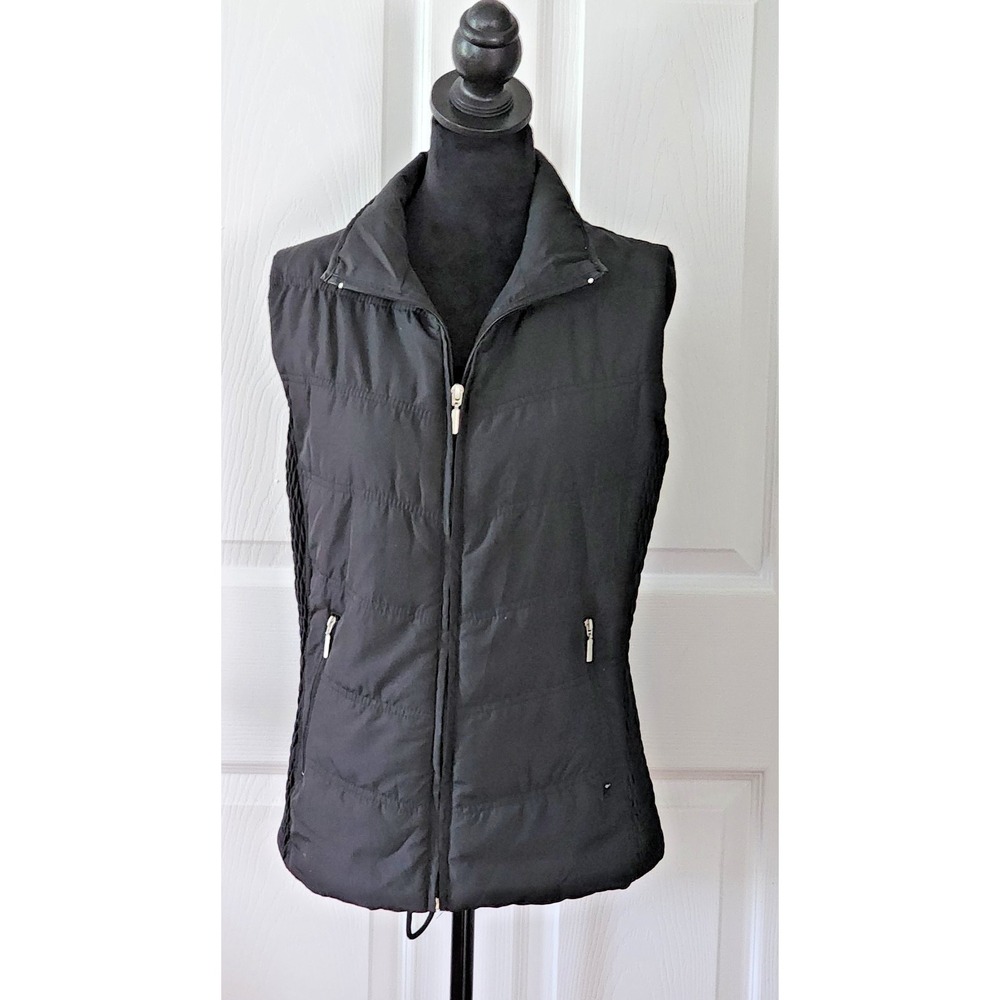 Women's Zip Front Vest with Zip Pockets by Jane Ashley in Black Size LG